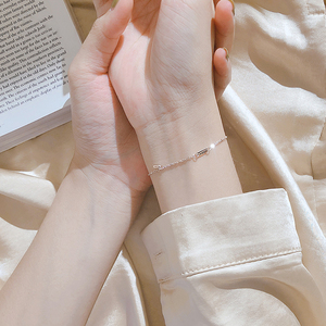 手链银女纯银简约网红手饰ins小众设计高级感冷淡风饰品幸运手环