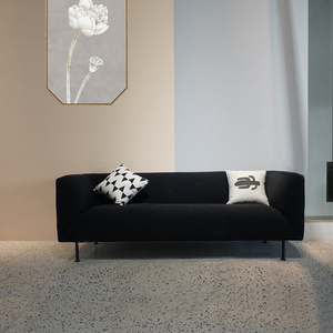 北欧风格三人沙发商用家用丝绒布艺黑色沙发大小户型现代简约沙发
