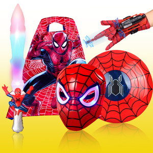 蜘蛛侠面具披风儿童套装发光手套发射器玩具盾牌衣服头套男孩