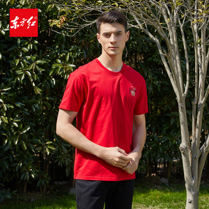 东方红男装tk5060全棉短袖 醒狮印花 舒适一夏 年轻朝气 休闲随意