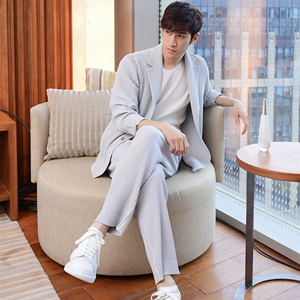 三宅一生褶皱西装压褶垂坠系休闲西服纽扣外套jd201胡歌同款 辛政