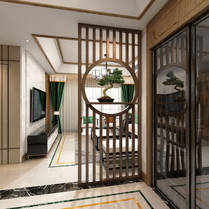 新中式客厅隔断栅栏轻奢家用装饰实木现代北欧入户玄关时尚屏风