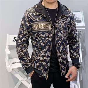 versace/范思哲男士外套春秋经典美杜莎印花休闲修身百搭夹克潮牌