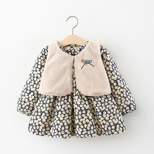 一周半女童秋冬装洋气套装0-1-2-3岁女宝宝连衣裙4婴儿加绒两件套