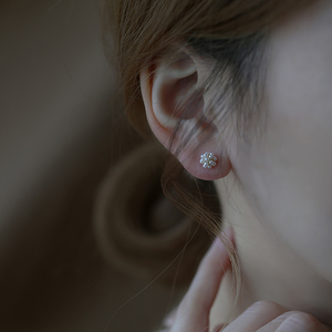 s925纯银针珍珠球高级感耳钉日韩简约耳环甜美气质小巧耳饰品女式