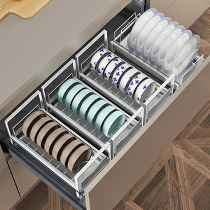 厨房碗架碗碟沥水架橱柜内置物架抽屉收纳分隔各种神器家用碗盘筷