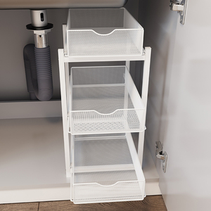 厨房三层抽拉式置物架抽屉用品家用大全拉篮下水槽橱柜内收纳架子
