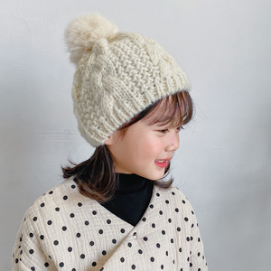 韩版女童帽子秋冬儿童毛线保暖帽宝宝可爱毛球帽小童针织套头帽潮