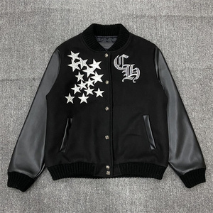 正品chrome hearts克罗心星星梵文十字架男女休闲夹克棒球服外套