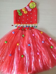 儿童环保衣服女女孩走秀服装亲子手工diy制作幼儿园塑料袋时装秀