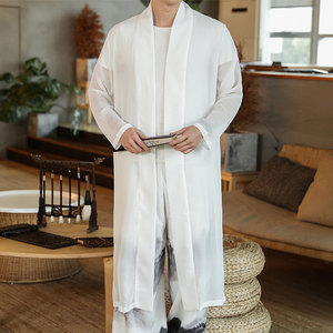 中国风男装夏季风衣男薄长款披风青年外套防嗮衣古风长衫道袍汉服