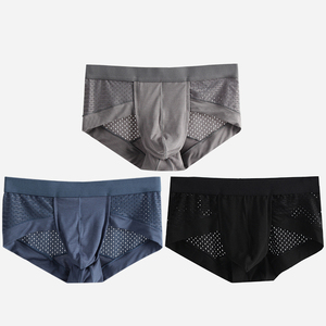 低腰冰丝网孔内裤男士莫代尔u凹裆吸汗底裤高品质奢华透气三角裤