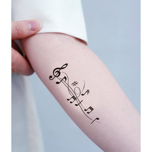 创意五线谱乐谱纹身贴 男女个性不俗音乐音符防水持久刺青贴纸