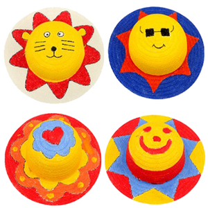 绘画草帽幼儿园手工diy帽子儿童美术手绘涂鸦画画彩绘墙装饰材料