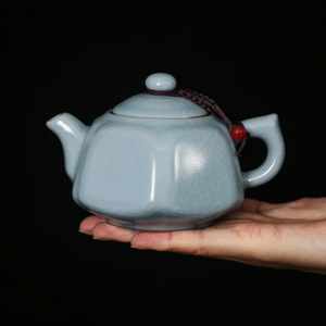 汝窑泡茶壶家用泡茶手工开片可养家用陶瓷功夫茶具六方壶茶壶