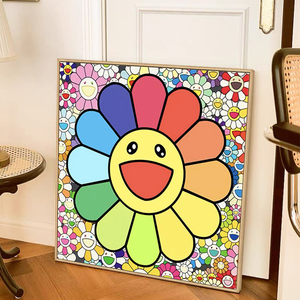 村上隆太阳花装饰画 客厅餐厅沙发背景墙壁画卧室儿童房玄关挂画