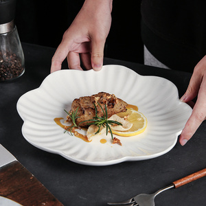 餐厅盘子创意不规则凉菜盘商用陶瓷餐盘白色菜盘酒店饭店专用餐具