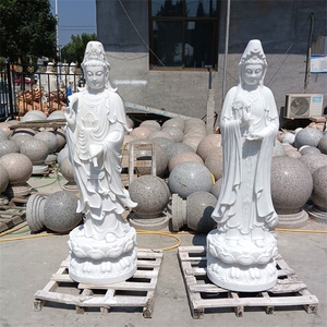 石雕滴水观音菩萨像汉白玉南海三面寺庙户外露天大型石像定制2米