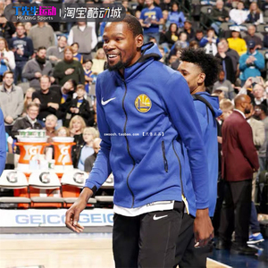 耐克nike nba 金州勇士队 男子球员版出场服连帽外套 899841-495