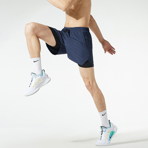 男士运动短裤夏季跑步运动裤健身裤外穿三分裤假两件运动男裤透气