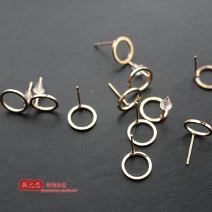 铜镀10mm金色圆环耳针耳圈  diy金属饰品铜配件  韩版时尚耳环