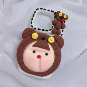 ins风小众超轻黏土手机壳成品定制小灰熊diy材料包适用于苹果华为