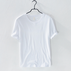 香港夏季简约白色短袖纯棉t恤男士圆领休闲青年打底大码宽松汗衫