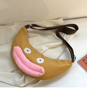 懒羊羊同款挎包大嘴包包可爱趣萌搞怪丑鱼唇斜挎包帆布抖音同款