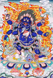 新款客厅5d魔方钻石绣十字绣大黑天佛像藏传密宗唐卡六臂玛哈嘎拉