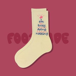 字母圣诞树 袜子可爱氛围感长袜米黄色中筒袜女礼物简约透气男