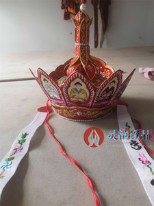 佛教用品毗卢帽高档全手工苏绣真丝五佛冠大法师帽方丈帽法会用