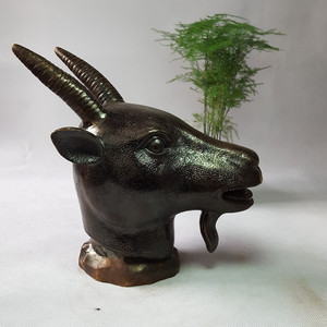 仿古青铜器圆明园十二生肖羊首纯铜兽首家居办公摆件一件代发定做