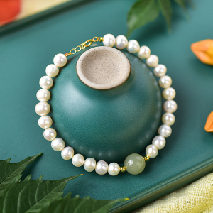 珍珠手链古拙原创天然淡水和田玉珠复古轻奢高级感七夕情人节礼物