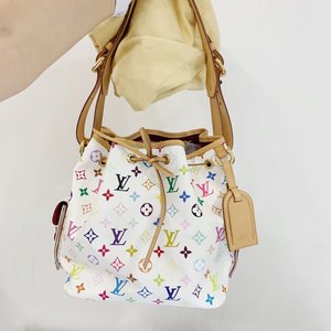 二手lv/路易威登村上隆限量绝版白三彩水桶包绝版限量25-23cm
