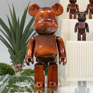 bearbrick400%积木熊大叶紫檀木头熊阔叶玫瑰暴力熊 潮玩现代家具