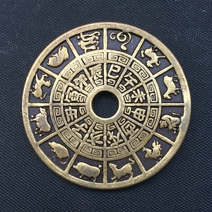 古钱币收藏铜钱十二生肖铜钱十二生肖背张天师花钱铜钱