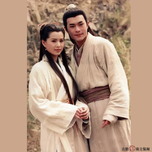 经典影视古装古天乐版神雕侠侣小龙女杨过古装雪纺棉布武侠情侣服