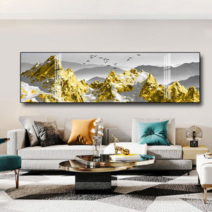 日照金山客厅装饰画沙发背景墙轻奢靠山图挂画办公室招财山水壁画