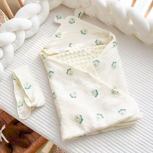 夏天龙年豆豆绒纱布抱被初生婴儿包被夏季薄款新生的儿包巾被子