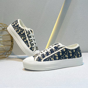 迪奥菲德帆布鞋女2022年春季新款低帮老花字母刺绣休闲百搭板鞋女