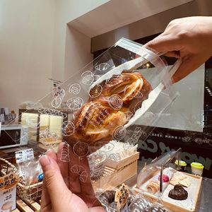 面包包装袋贝果吐司甜甜圈自粘封盒子分单独一次性透明烘焙打包小