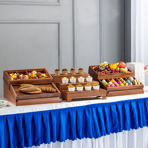 木质甜品台摆件展示架自助餐蛋糕点心架面包托盘冷餐茶歇摆台中式