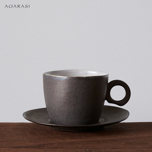 【aoarasi】国内现货 安藤雅信 黑白釉咖啡杯 马克杯 340cc