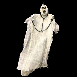 万圣节恐怖吊鬼锁链声控感应发光叫声白色幽灵骷髅鬼密室鬼屋道具