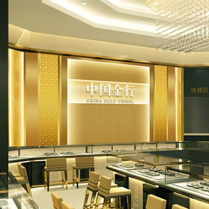 珠宝店背景墙壁纸黄金首饰直播间背景布玉石玉器店铺装修墙纸墙布