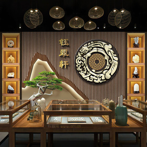翡翠玉器和田玉壁纸玉石直播间背景墙文玩古董壁画珠宝店装修墙纸