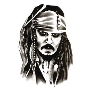 瑞卡龙防水持久男纹身贴加勒比海盗杰克船长jack全背复古仿真刺青