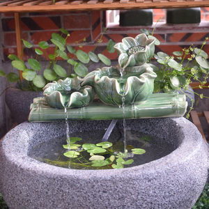 养鱼池缸陶瓷流水喷泉假山景观庭院花园阳台石槽配件循环增氧DIT