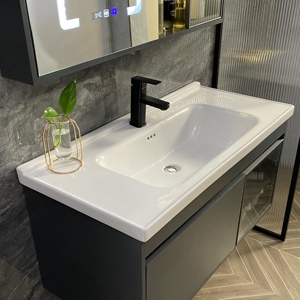 2022新款陶瓷一体盆浴室柜组合现代简约卫生间洗手脸盆轻奢洗漱台