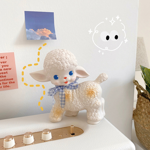 可爱韩国复古小羊摆件ins少女心桌面装饰小绵羊捏捏叫拍照道具